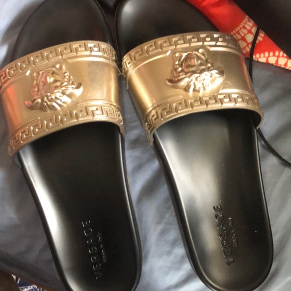 versace gold medusa slides